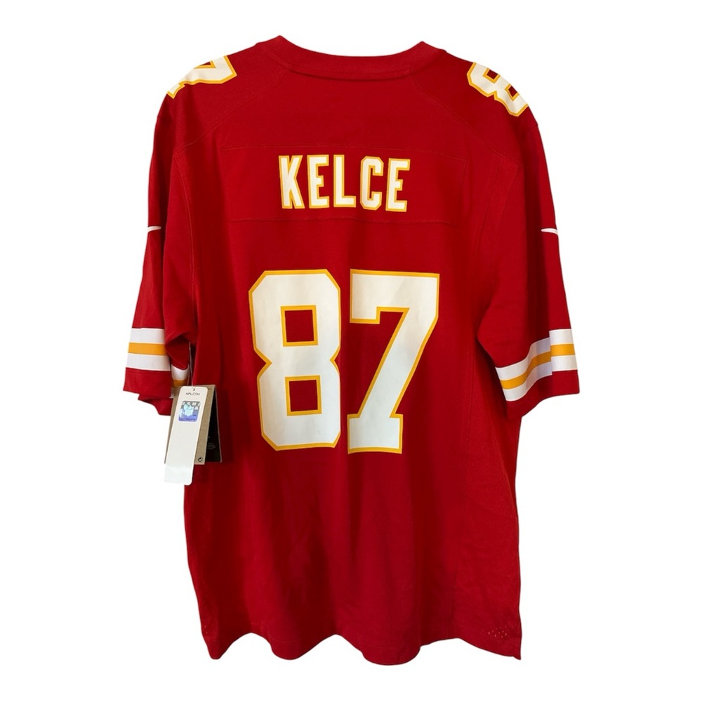 TRAVIS KELCE #87 NFL NIKE KANSAS CITY CHIEFS SUPER BOWL JERSEY MENS LARGE NWT - Picture 2 of 7